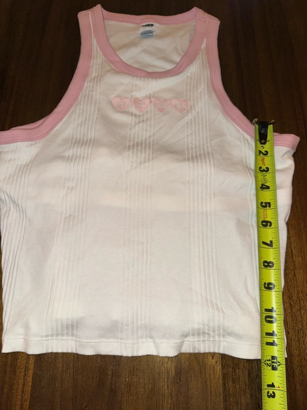 PINK Victoria's Secret White Ribbed Tank with Pink Trim - Picture 6 of 7